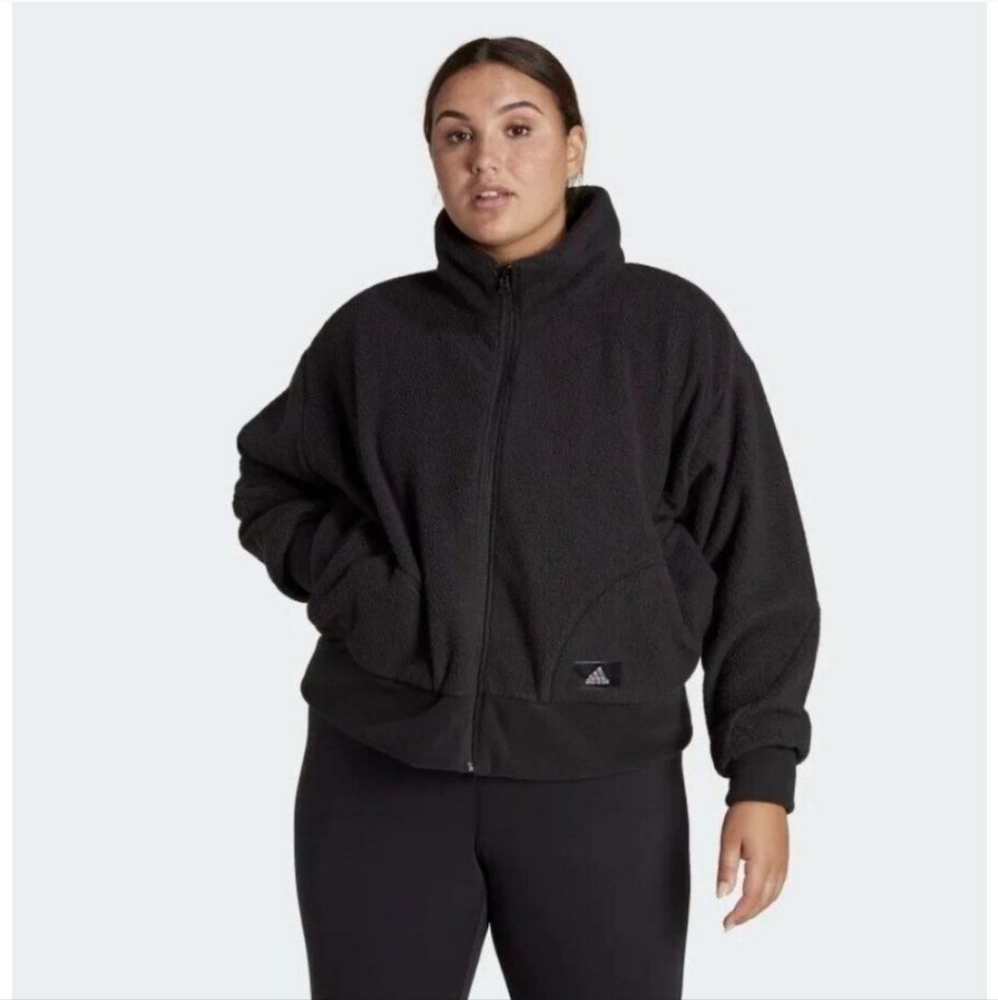 adidas Black Full-Zip Sherpa Jacket